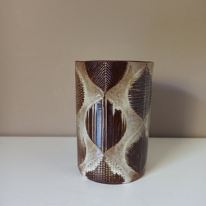 Vintage Ceramano Ceramic Vase, West German Pottery, Brown and Beige Vase,  70s