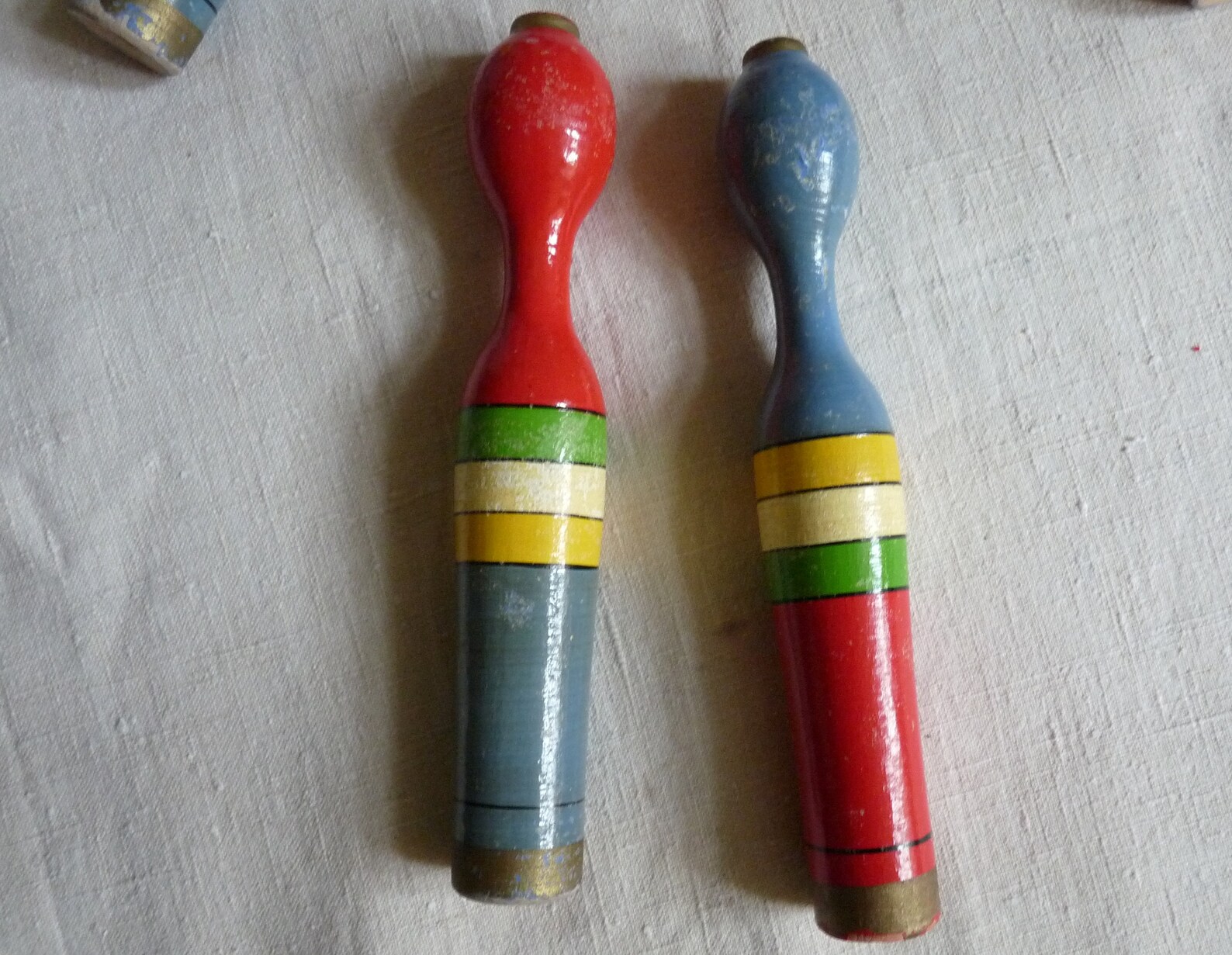 Vintage Set of Skittle Pins Shabby and Charming Set of 9 Etsy