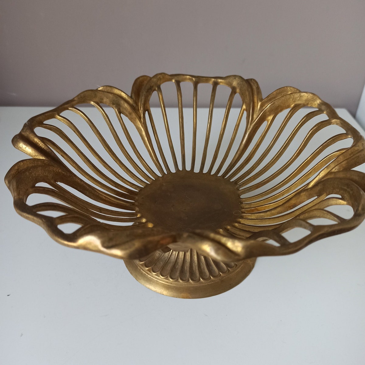 Vintage Solid Brass Bowl Dish, Floral Design, Decorative Brass Bowl, Vintage Brass Flower Basket - Etsy
