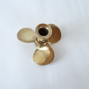 Vintage Solid Brass Propeller Candlestick Holder, Vintage Brass Nautical Candlestick Candle Holder 70s