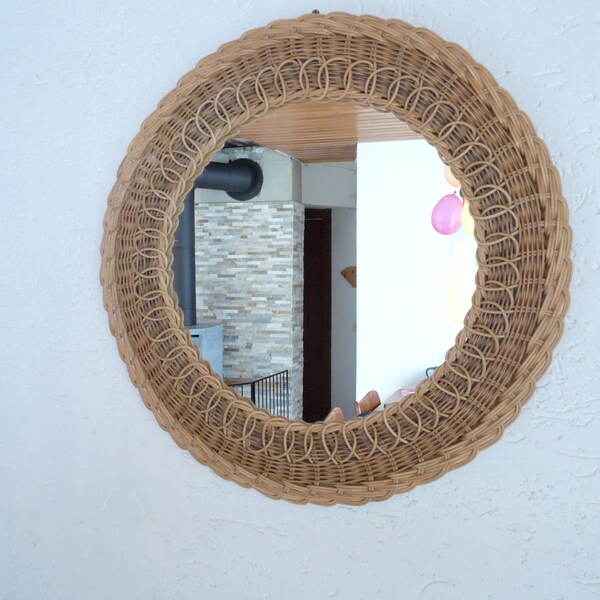 Round Wicker Mirror - Etsy