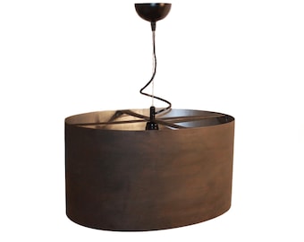 Metal pendant light, rust oval lampshade, light fixture for kitchen island, industrial unique lighting