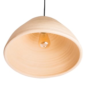 Rustikale Keramik Pendelleuchte, Beige Bauernhaus Beleuchtung, Glockenform