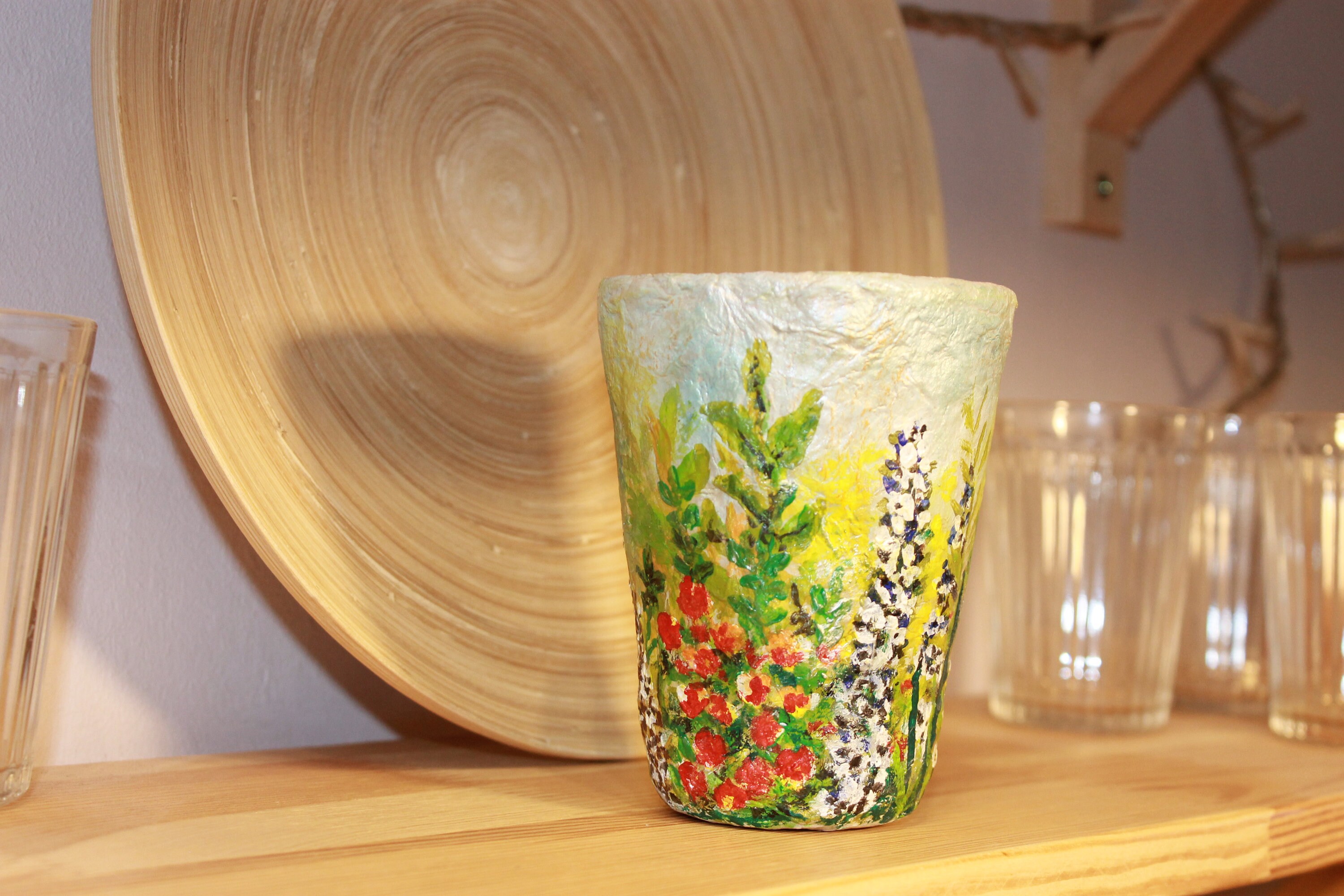 Paper Mache Handpainted Botanical Print Cup Pen Holder for - Etsy