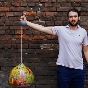 Pendant Light made from Paper Mache Abstract lamp shade