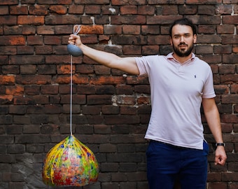 Pendant Light made from Paper Mache Abstract lamp shade