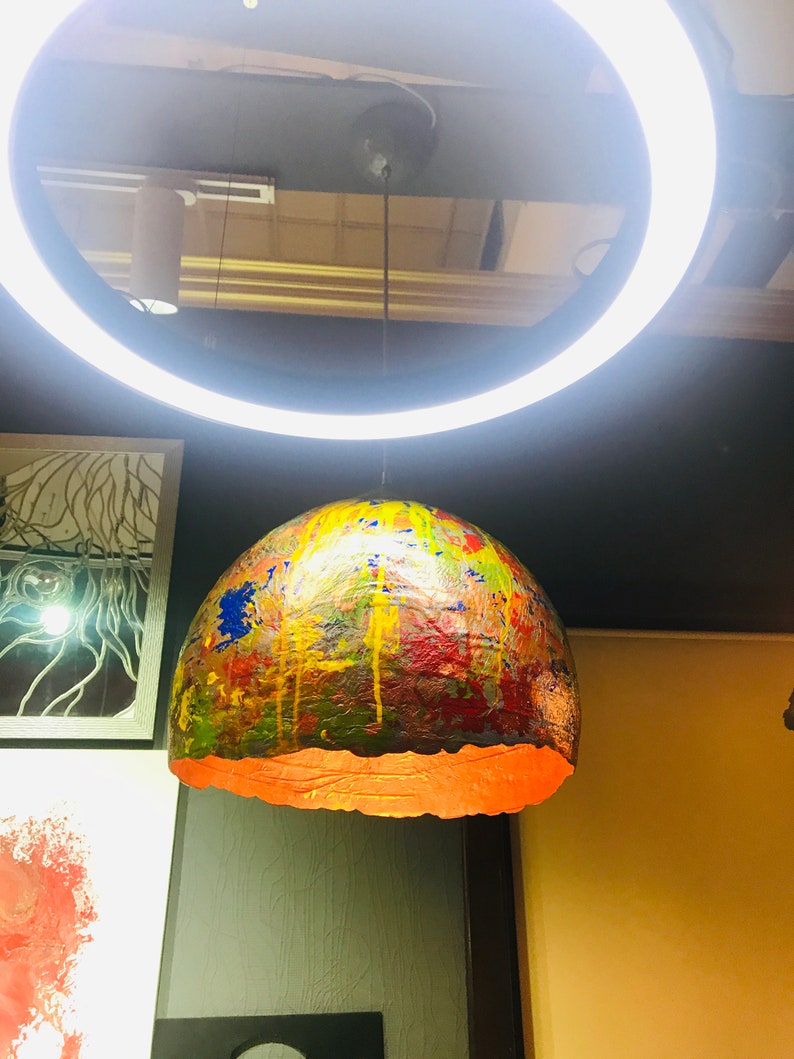 Pendant Light made from Paper Mache Abstract lamp shade Etsy