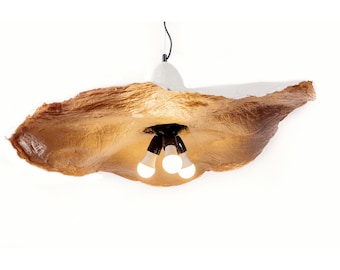 Paper Mache Chandelier: Grey Industrial Hanging Light, 3-Bulb Kitchen Island Lighting