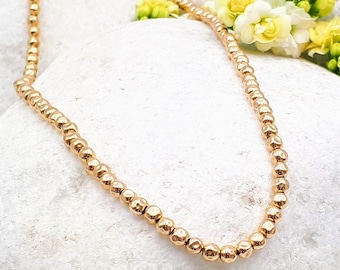 Gold Filled Beaded Chain, Beaded Ball Necklace, Dainty Gold Chain, Gold Ball Necklace, Classic Gold Necklace, Elegant Necklace For Women