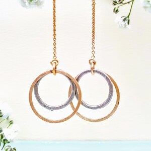 Gold Chain Hoop Earrings, Silver and Gold Drop Earrings, Dangle Earrings, Delicate Earrings For Women, Long Earrings