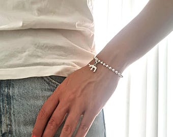Bransoletka ze srebra próby 925 z wisiorkiem Chai, biżuteria Jewish Charm, ręcznie robiona bransoletka Judaica Jewelry.