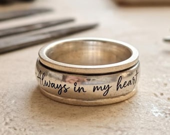 Actual Handwriting Spinner Band | Gold Silver Two Tone | Custom Love Quote Jewelry | Personal Gift