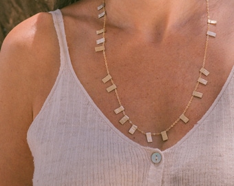 14k Gold Filled Multi Bar Necklace | Hammered Gold Dangle Necklace | Bohemian Statement Jewelry | Gift for Her| Minimalist Multi Charm Chain
