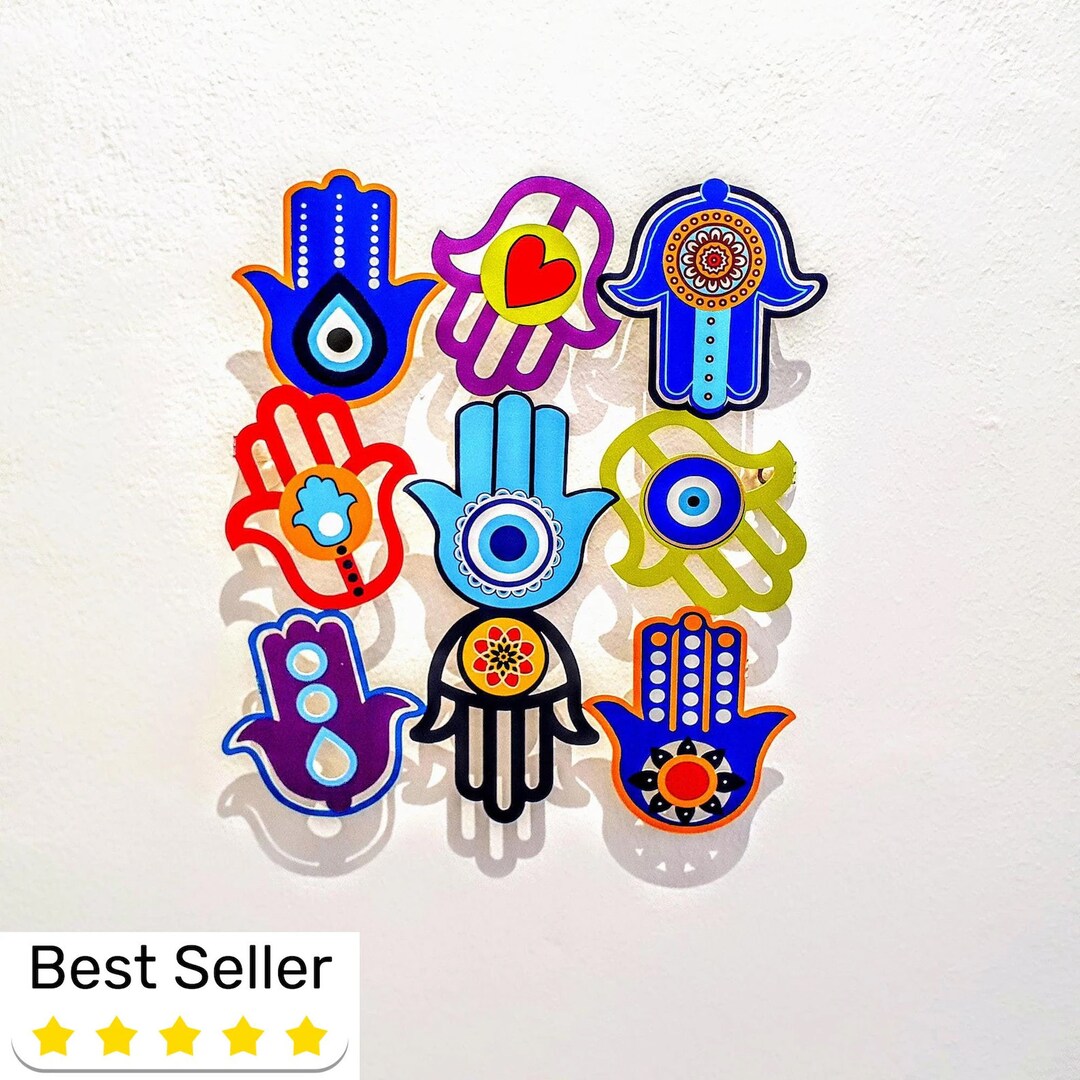Colorful Hamsa Wall Decor, Hamsa Wall Art, Evil Eye Sign, Judaica Wall