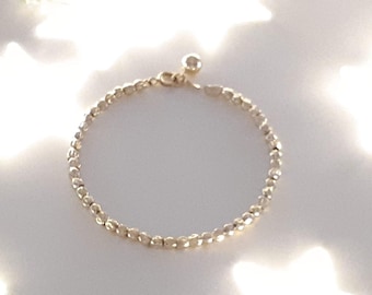 14k Gold Filled Bead Bracelet | 3mm Minimalist Stacking Bracelet | Hammered Gold Ball Bracelet | Bridesmaid Gift | Delicate Jewelry