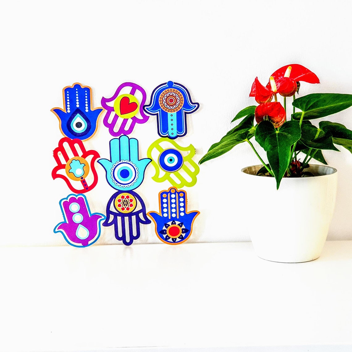 Colorful Hamsa Wall Decor Hamsa Wall Art Evil Eye Sign Etsy
