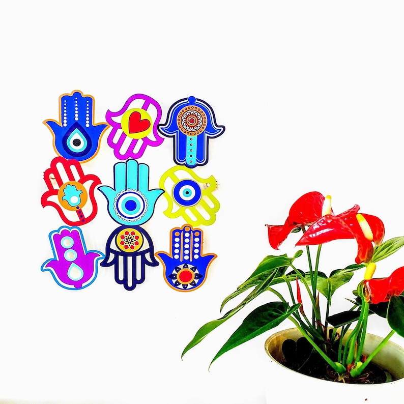 Colorful Hamsa Wall Decor Hamsa Wall Art Evil Eye Sign Etsy