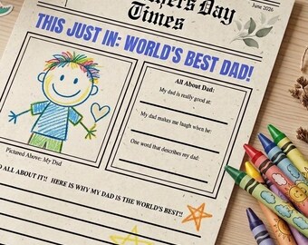 Father's Day Printable Newspaper Page | All About My Dad Digital Download Gift from Kids
