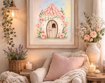 Pastel Cottage Digital Download Print | Cottagecore Wall Decor | Multiple Sizes Available