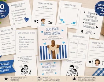 Christian Father’s Day God Made Dads Special Printable Bundle | Sunday School Father’s Day Kids Church Activity