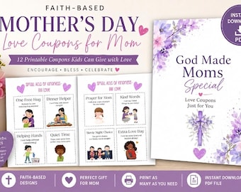 Christian Mother’s Day Coupons | Printable Kids Gift for Mom | Faith-Based Mother’s Day Activity