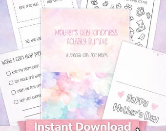 Mother's Day Kindness Packet Worksheet Bundle for Kids | All About My Mom Kids Gift Printable for Mom | Grades K-2