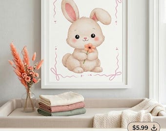 Whimsical Bunny Rabbit Wall Décor | Digital Download | Multiple Sizes Available