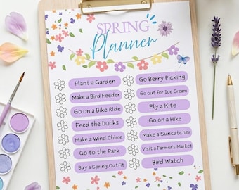 Spring Bucketlist Activity Printable Planner, Digital Download