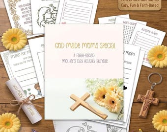 Christian Mother’s Day 11-Page Printable Bundle | God Made Moms Special | Sunday School Mother’s Day | Kids Religion Faith Activity