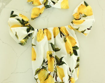 lemon romper baby girl