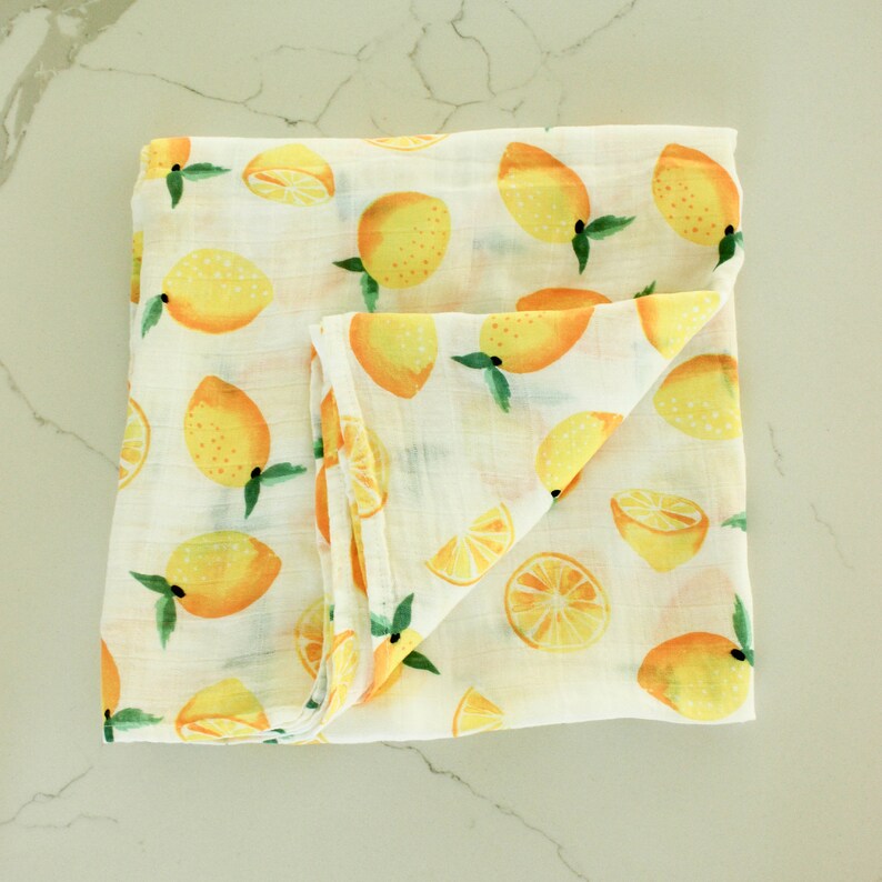 Lemon Organic Baby Blanket Lemon Baby Swaddle Baby Blanket Etsy