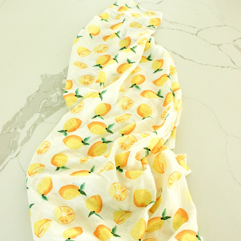 Lemon Organic Baby Blanket Lemon Baby Swaddle Baby Blanket Etsy