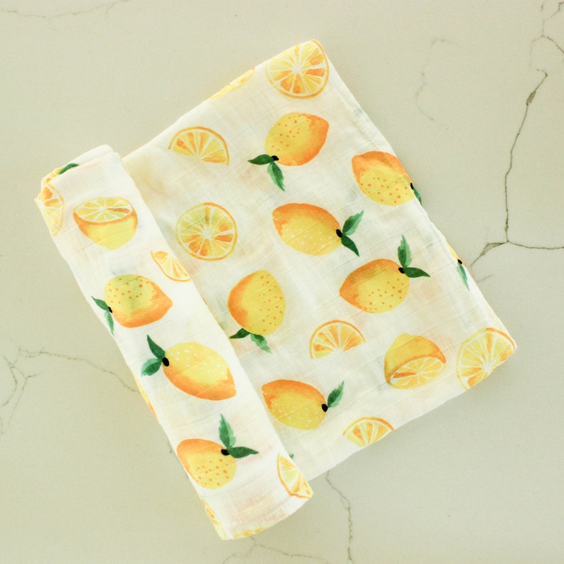 Lemon Organic Baby Blanket Lemon Baby Swaddle Baby Blanket Etsy