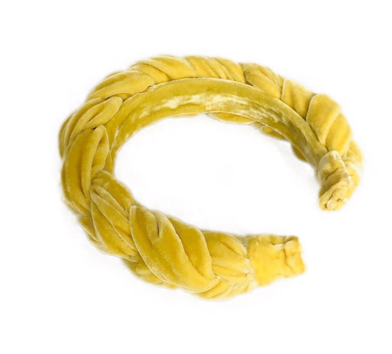 Shops Sun Spice or Pink Velvet Headband, Pink Velvet Headband, Silk Velvet Braided Headband, Fashion Week, Women's Accessories, Yellow Headband