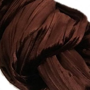 Rare Espresso Pleated Silk Velvet Fabric - 2 Yards