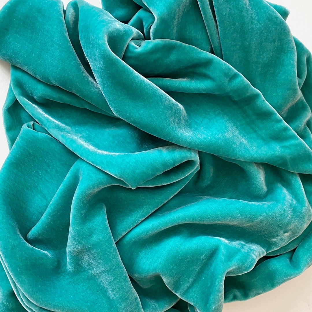 Turquoise Silk Velvetbty 54 Inch Luxury Velvet Silk Velvet Etsy