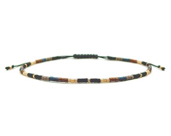Miyuki Anklet Bracelet and 14K Gold Beads, Real Gold Bracelet, Gift for Women, Bead Bracelet, Thread