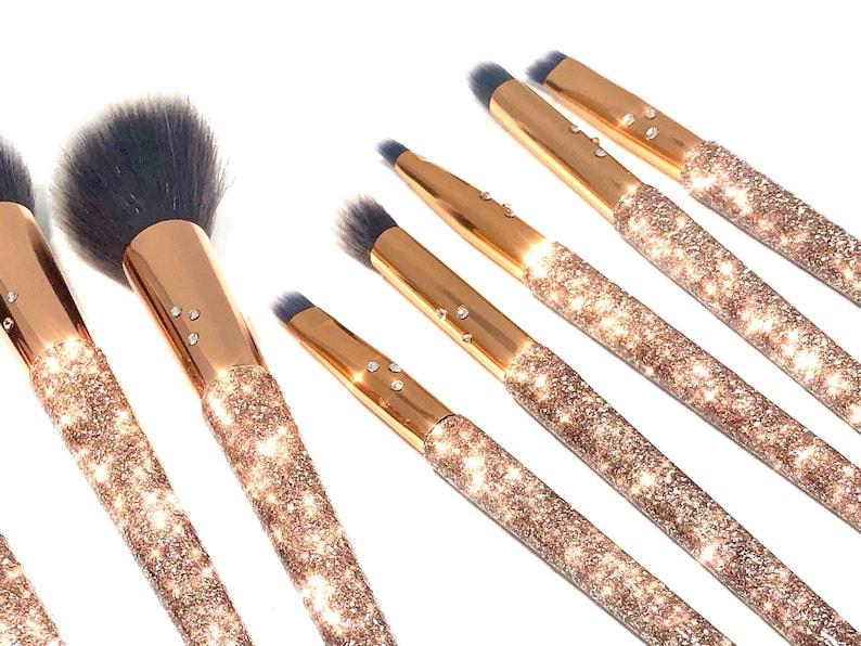 Glitter Swarovski Crystal Makeup Brush Set of 10 Rose Gold Etsy