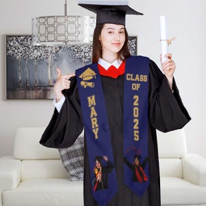 Benutzerdefinierte Abschluss Stola, Klasse von 2025, personalisierte Stola, personalisierte Schärpe, Geschenk für graduierter, CustomText Graduierte Stola, Universität