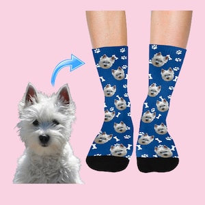 Face socks, Custom dog socks, Custom photo socks, Custom face socks, Your dog on socks, Mother's Day, Dog lover gift, Personalized gift Navy blue