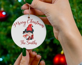 Décorations de Noël personnalisées avec nom de famille, décoration de Noël personnalisée, décoration de sapin de Noël avec nain et votre nom de famille