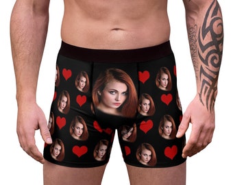 Personalized boxers briefs with picture, custom underwear, gift for him, gift for husband, boyfriend, Wedding gift, Valentine's day