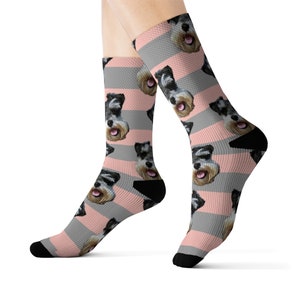 Face socks, Custom dog socks, Custom photo socks, Custom face socks, Your dog on socks, Mother's Day, Dog lover gift, Personalized gift Grey-coral