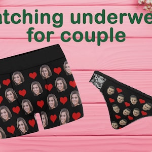 Personalized underwear with face, Matching Underwear Couple, Custom Face Men&#39;s Women&#39;s underwear  Valentine&#39;s Day gift for him, Wedding gift
