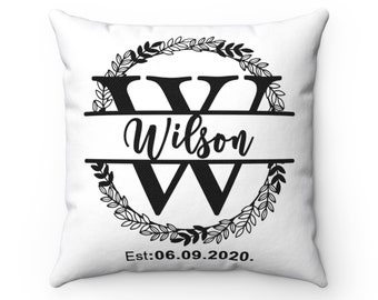 Custom pillow with monogram, Personalized pillow, Anniversary gift, Wedding gift, housewarming gift, gift for husband,