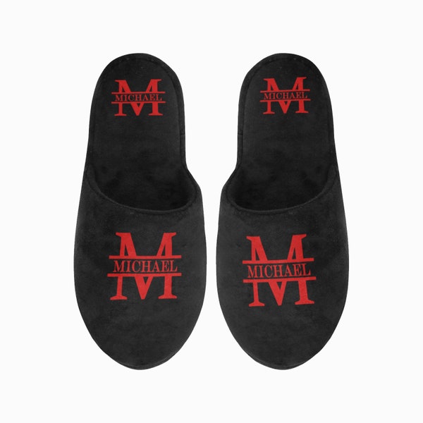 Personalized Plush Slippers, Custom Cotton Slides, Monogram Slippers, Christmas Gifts, Gift for Groom, Bachelor Party Gifts, Unisex Slippers