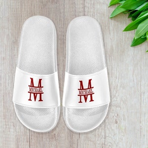 Personalized Slide Sandals, Custom Flip flops, Monogram Slippers, Custom Name Sandals, Valentine's Day gift for her, Christmas gift image 3