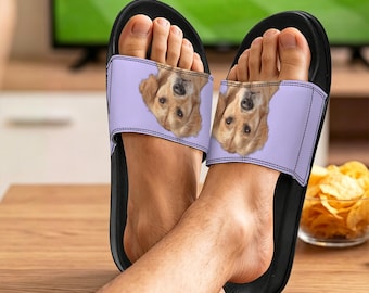 Personalized Photo Slide Sandals, Custom Text Flip flops