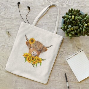 Cotton Canvas Tote Bag Cute Cow, Grocery Bag, Cute Totebag, Tote Bag Aesthetic, Farmer Bag