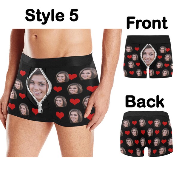 Boxer personnalisé sous-vêtements personnalisés pour le visage, sous-vêtements pour hommes Photo Boxer Briefs, cadeau de la Saint-Valentin pour lui/mari, cadeau de mariage,